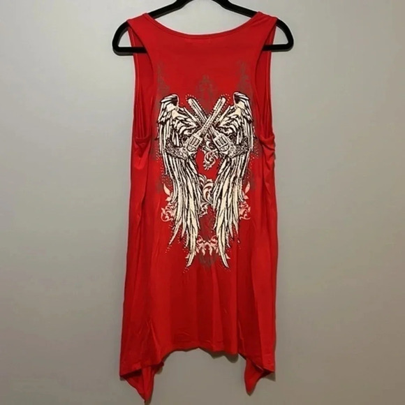 from Los Angeles | New Bus Stop red rhinestone angel wing tank top womens 2X NWT - Picture 6 of 10